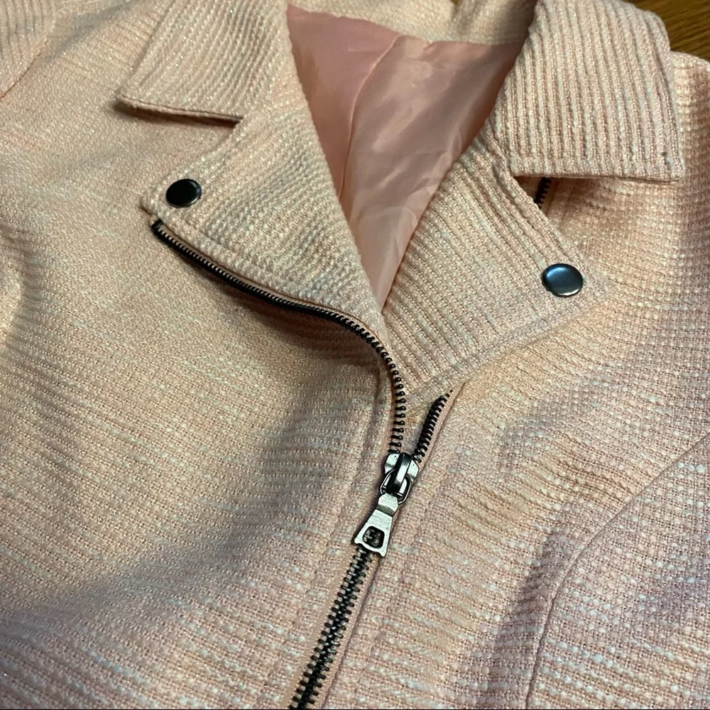 Vintage Y2K Tweed Pink Moto Jacket Size Large